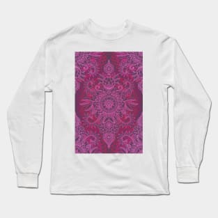 Magenta, Pink & Coral Protea Doodle Pattern Long Sleeve T-Shirt